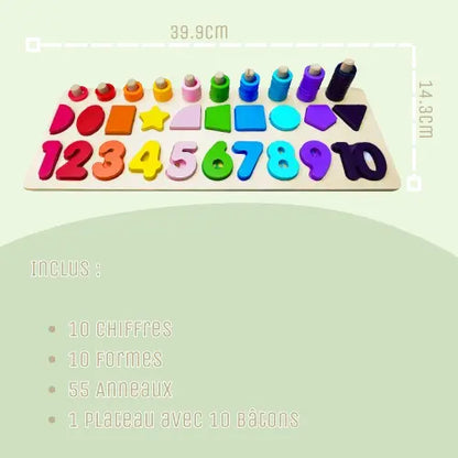 Planche d'activité Montessori Chiffres - Formes - Couleurs Jeu Gamifie
